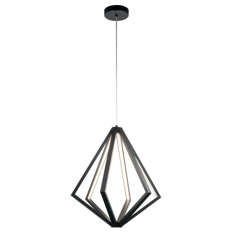 Everest Matte Black 6-Light LED Chandelier with Etched Acrylic