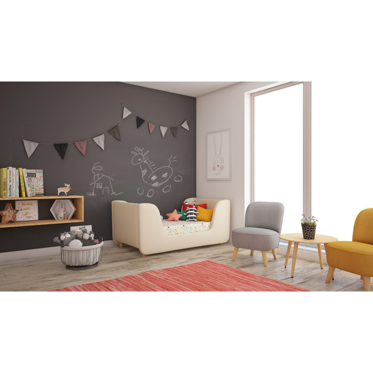 Sleek Sage Boucle Upholstered Toddler Daybed