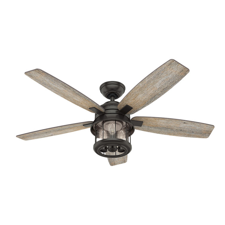 52" Noble Bronze Ceiling Fan with Seeded Glass Light