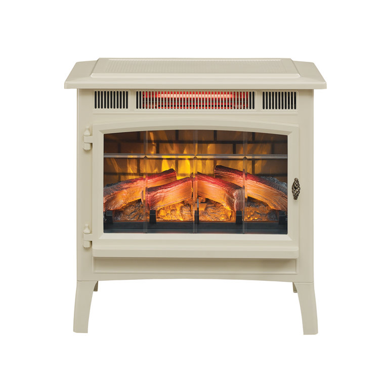 Cream Electric Fireplace Stove with Bronze Accents