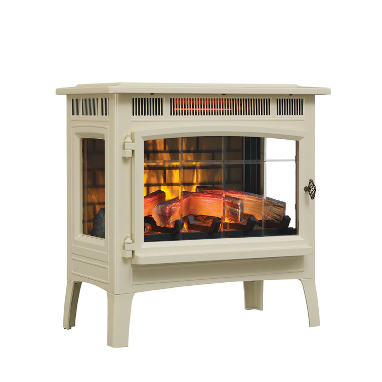 Cream Electric Fireplace Stove with Bronze Accents