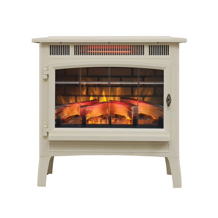 Cream Electric Fireplace Stove with Bronze Accents