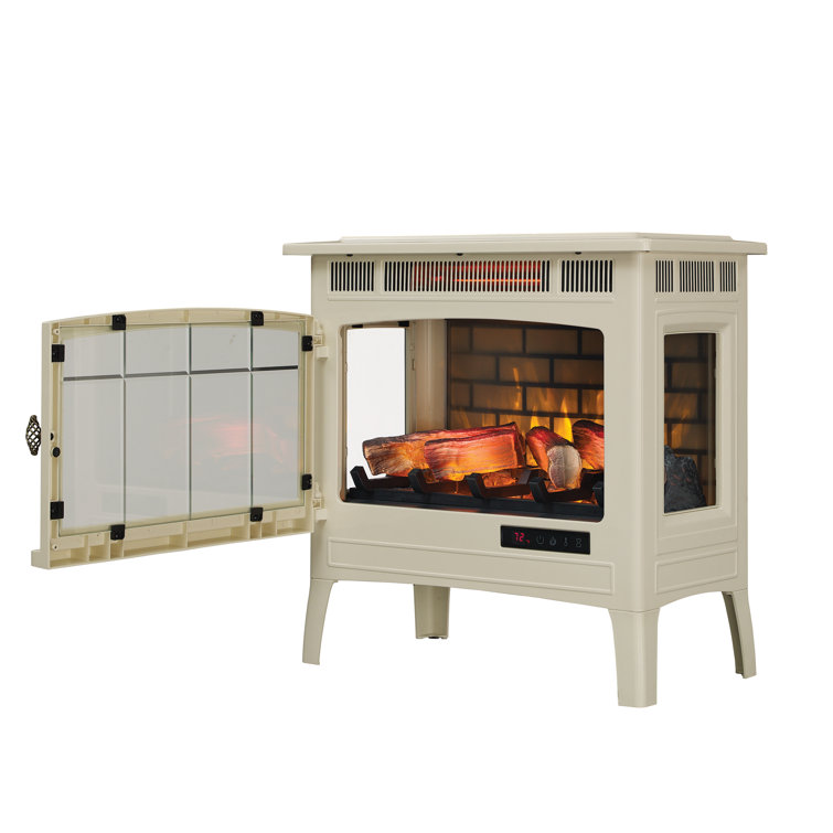 Cream Electric Fireplace Stove with Bronze Accents