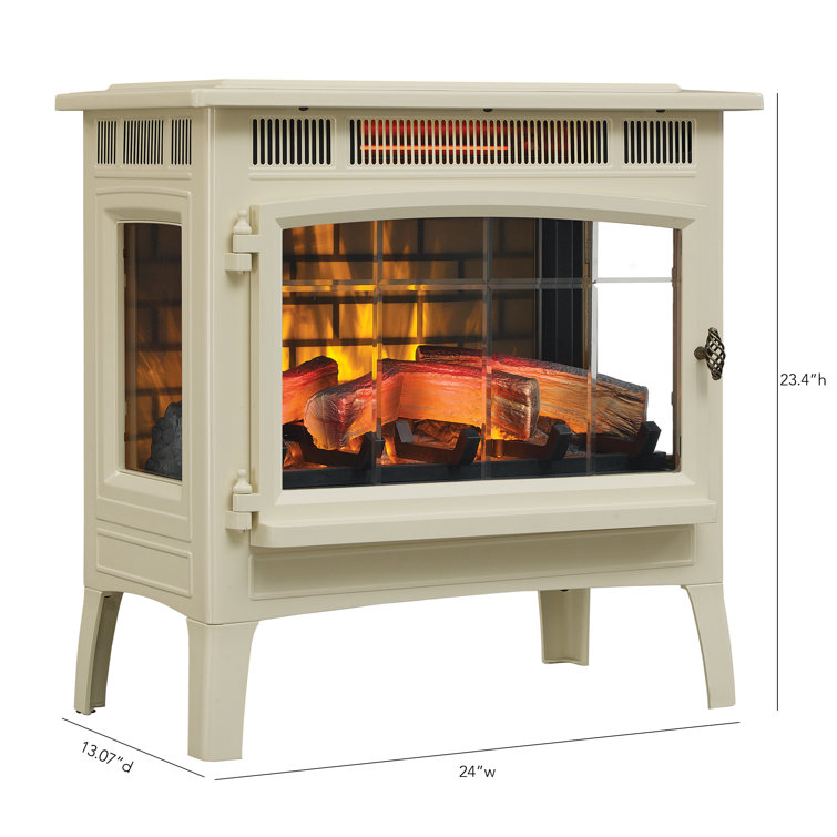 Cream Electric Fireplace Stove with Bronze Accents