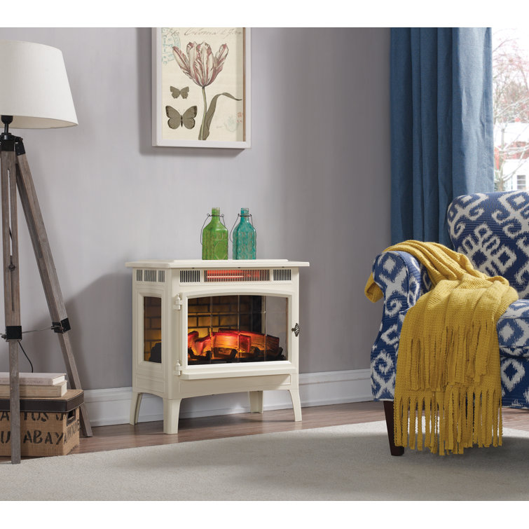Cream Electric Fireplace Stove with Bronze Accents