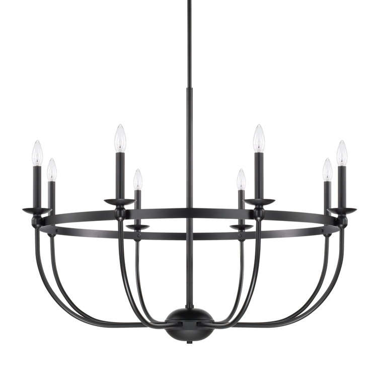 Rylann Matte Black 8-Light Traditional Candle Chandelier