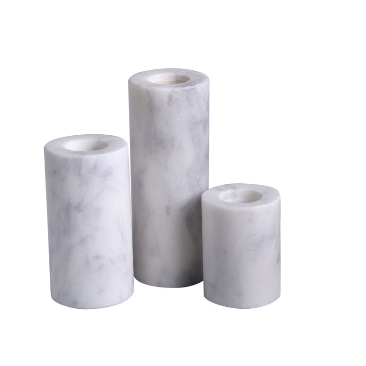 Gray Marble 3-Piece Votive Candle Holder Set