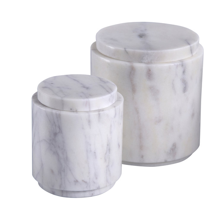 White Marble BPA-Free Contemporary Jar