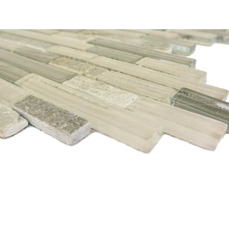 New Era 12-in x 12-in Gray and Beige Glass and Stone Mosaic Wall Tile