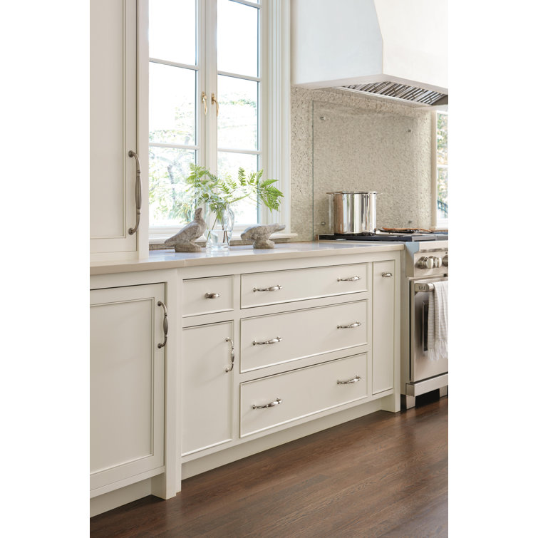 Polished Nickel Ribbed Barrel Cabinet Pull Handle