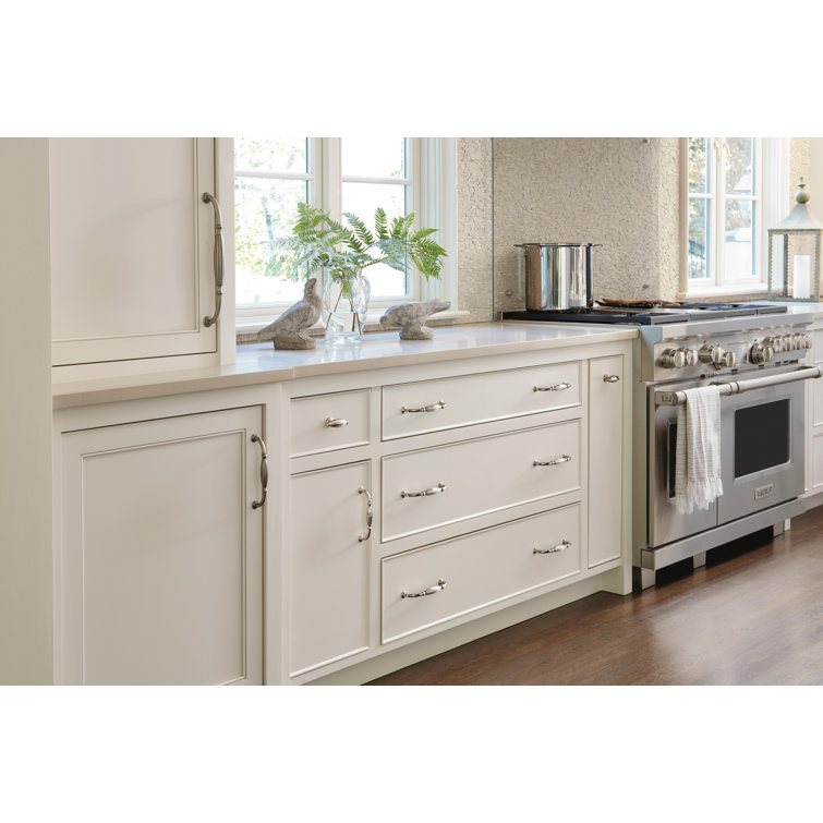 Polished Nickel Ribbed Barrel Cabinet Pull Handle