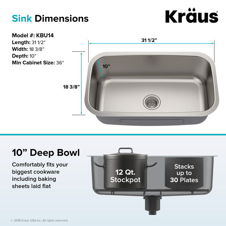 Premier 31.5-inch Stainless Steel Undermount Single Bowl Kitchen Sink