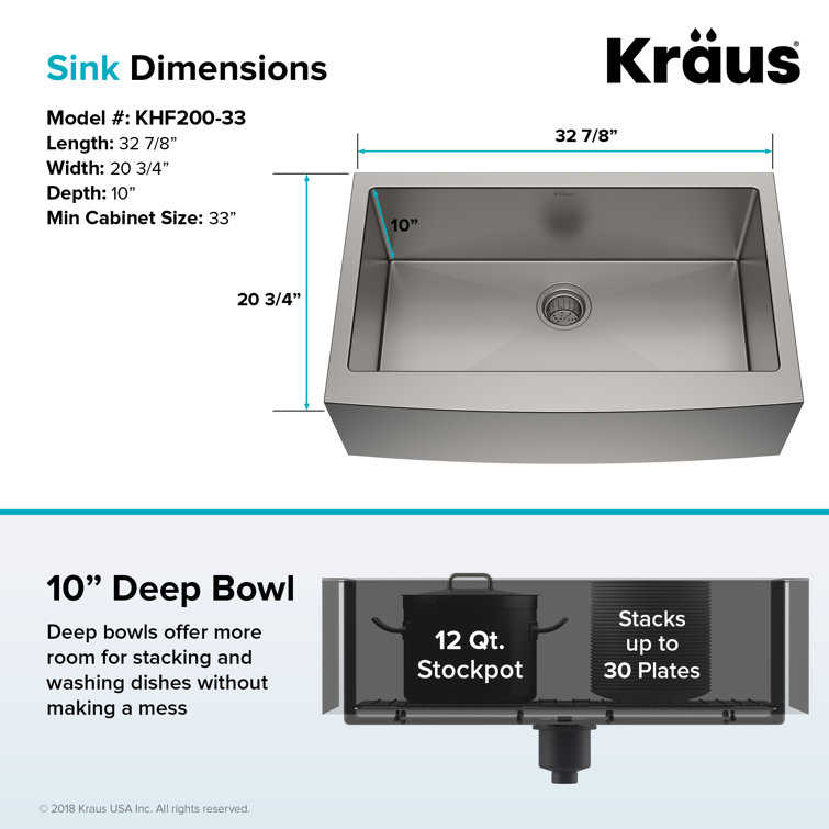 33-Inch Stainless Steel Farmhouse Single Bowl Kitchen Sink with Garbage Disposal