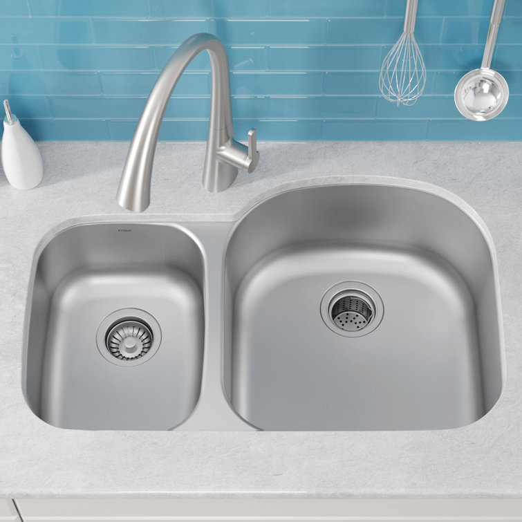 Kraus 32-inch Satin Stainless Steel Undermount Double Bowl Kitchen Sink