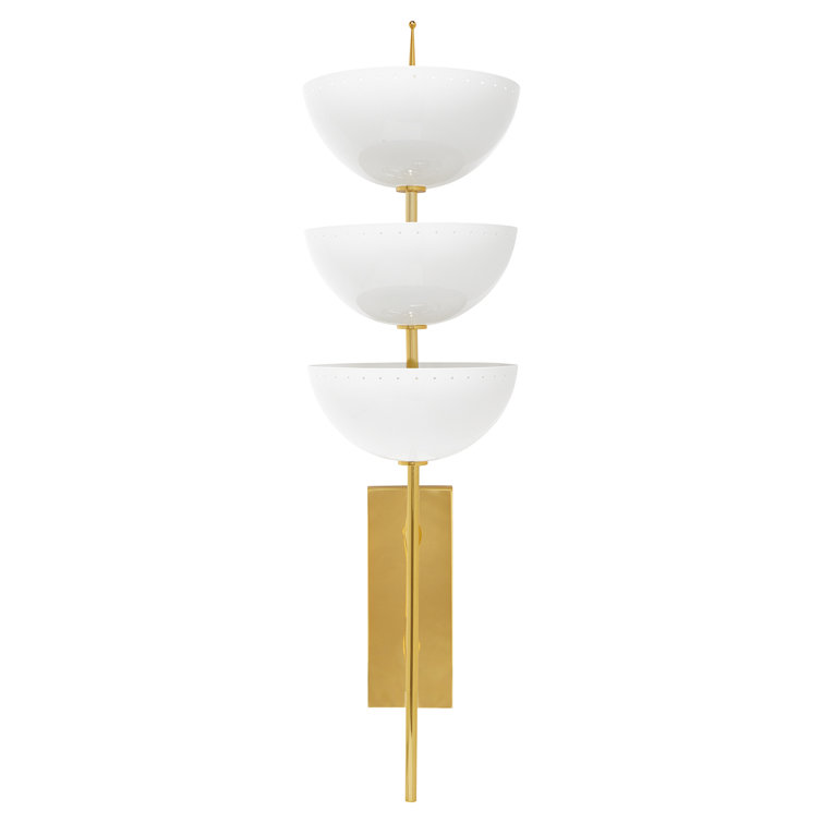 Ivory and Gold Brass 3-Light Wall Sconce