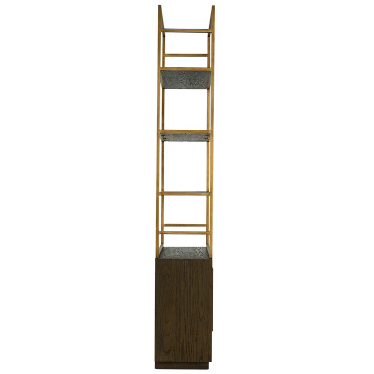 Elliot Adjustable Brown Wood and Gold Bookcase