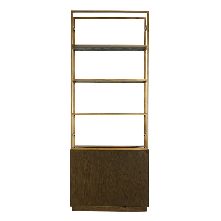 Elliot Adjustable Brown Wood and Gold Bookcase