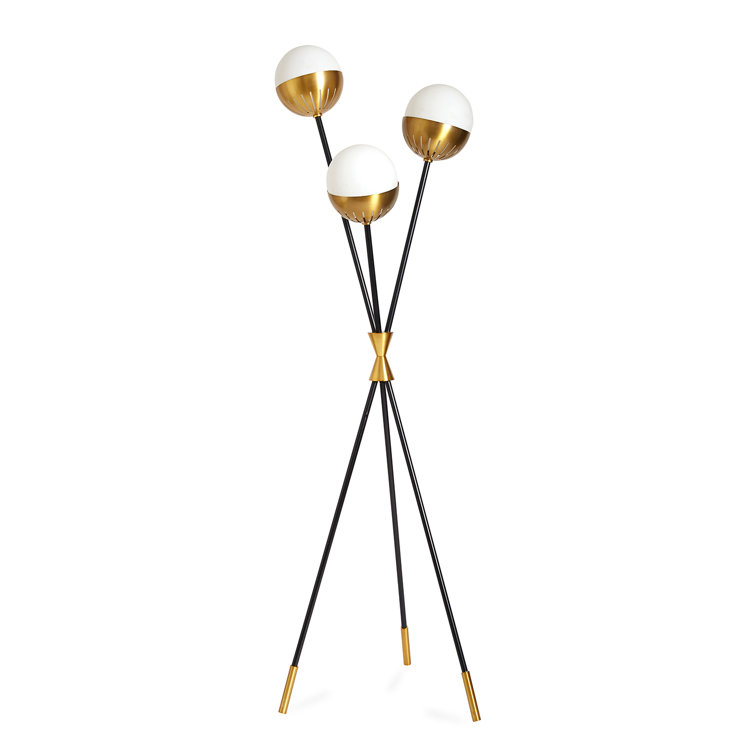 Caracas 3-Light Tripod Floor Lamp in Black and Brass