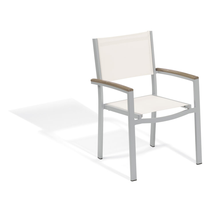 Flint and Black Aluminum Sling Patio Dining Chairs, Set of 2
