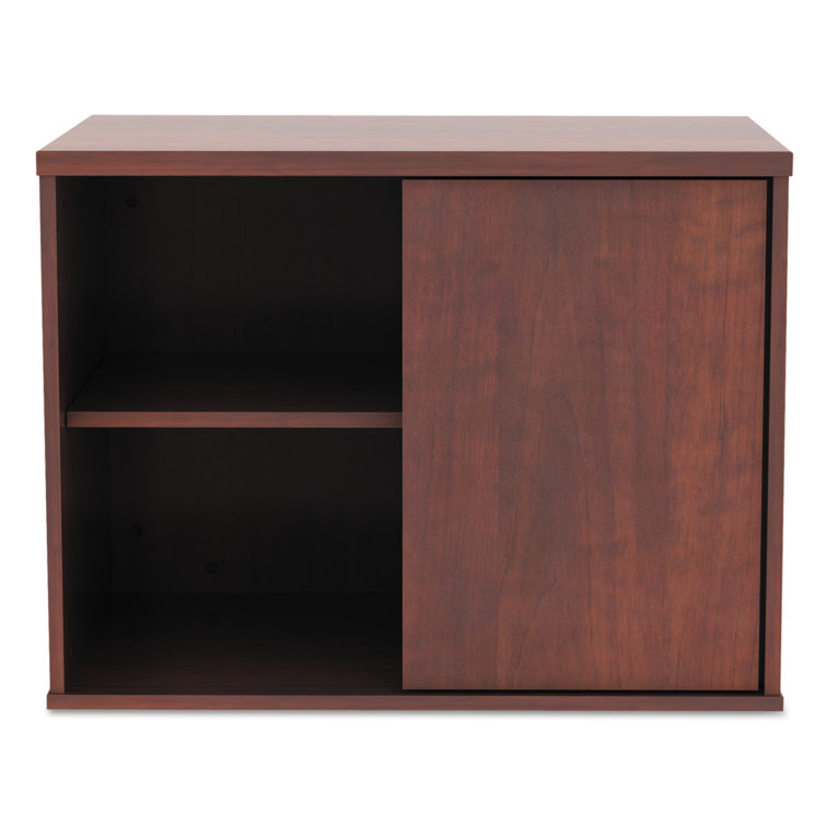 Cherry Woodgrain Office Storage Cabinet with Sliding Doors