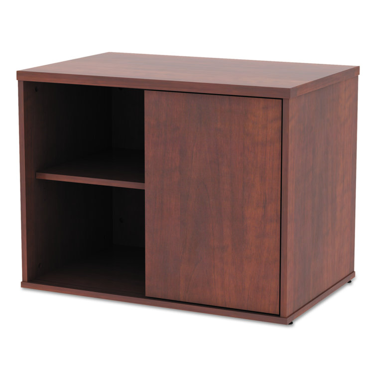 Cherry Woodgrain Office Storage Cabinet with Sliding Doors