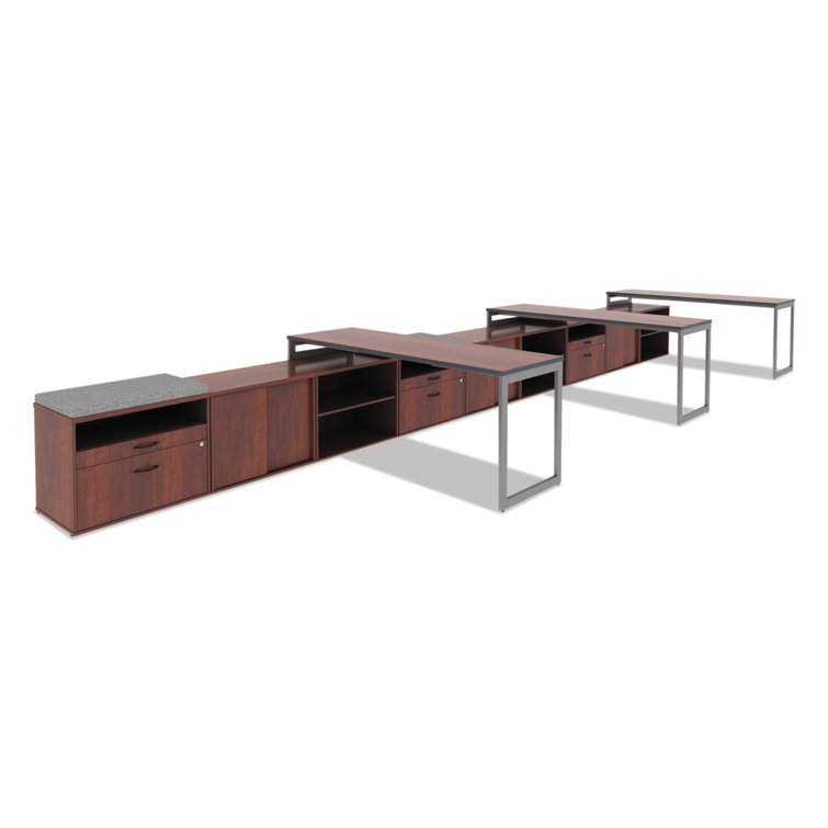 Cherry Woodgrain Office Storage Cabinet with Sliding Doors