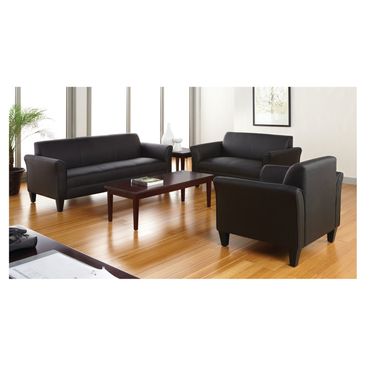 Classic Black Leather Club Chair with Wood Pyramid Legs