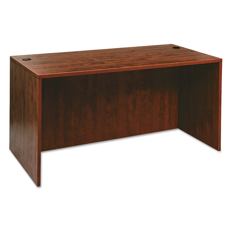 Alera Valencia Mahogany 59" Desk Shell with Charcoal Accents