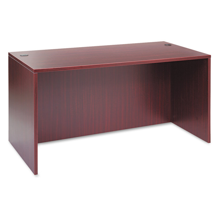 Alera Valencia Mahogany 59" Desk Shell with Charcoal Accents