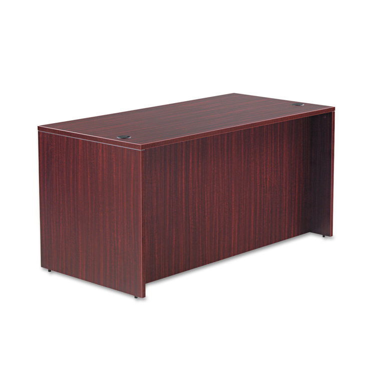 Alera Valencia Mahogany 59" Desk Shell with Charcoal Accents