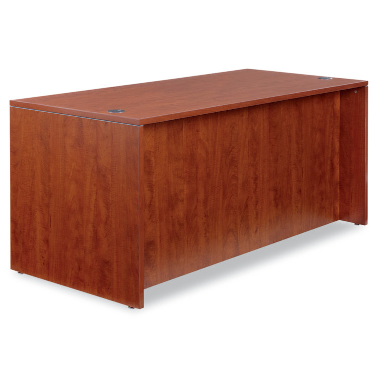 Medium Cherry Wood Desk Shell with Filing Cabinet