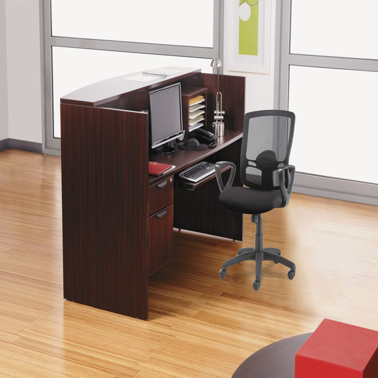 Mahogany Laminate Reception Desk with Transaction Counter