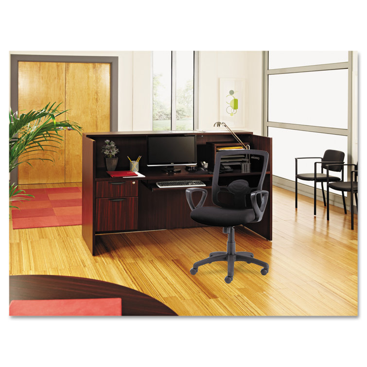 Mahogany Laminate Reception Desk with Transaction Counter