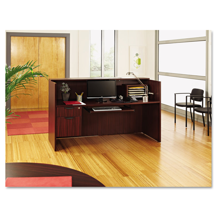 Mahogany Laminate Reception Desk with Transaction Counter