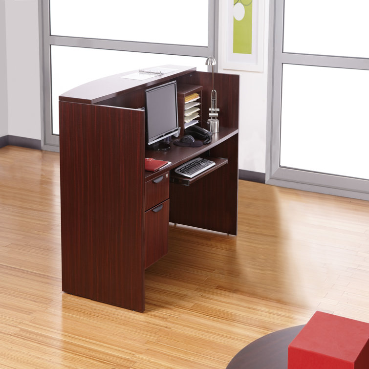 Mahogany Laminate Reception Desk with Transaction Counter