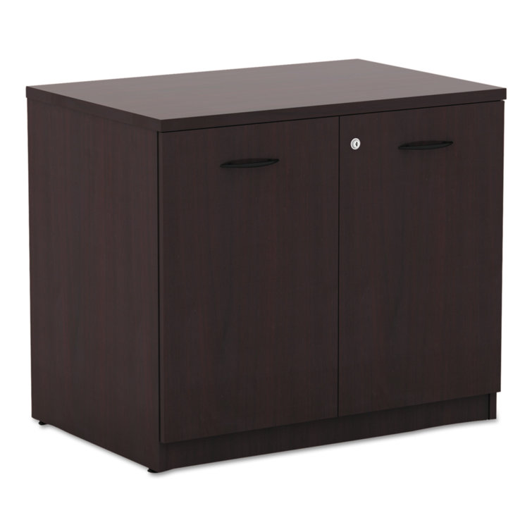 Mahogany Freestanding Lockable Office Storage Cabinet with Adjustable Shelving