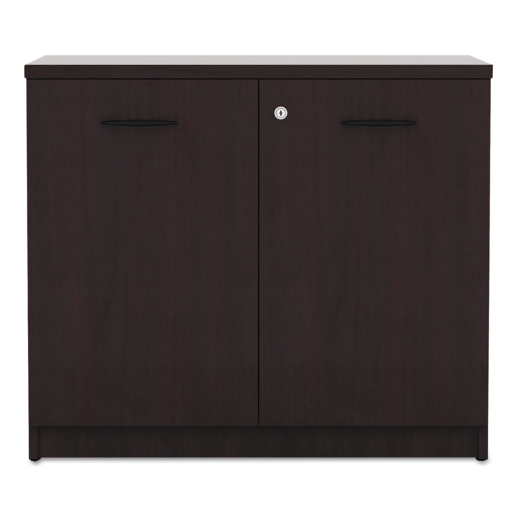Mahogany Freestanding Lockable Office Storage Cabinet with Adjustable Shelving