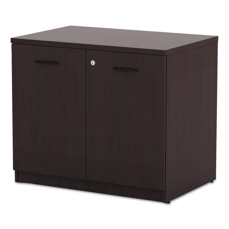 Mahogany Freestanding Lockable Office Storage Cabinet with Adjustable Shelving