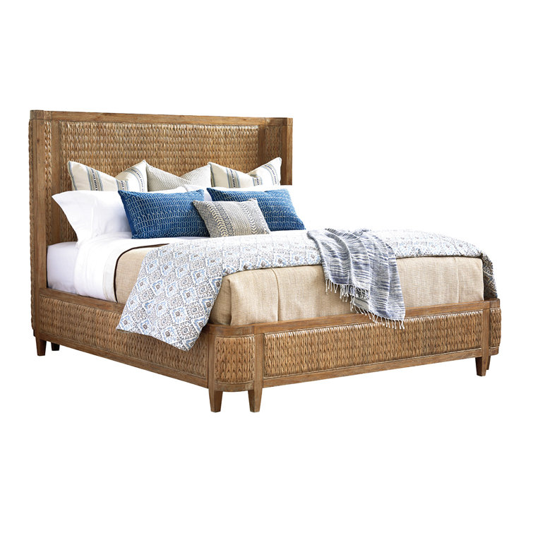 California King Brown Woven Wood Panel Bed