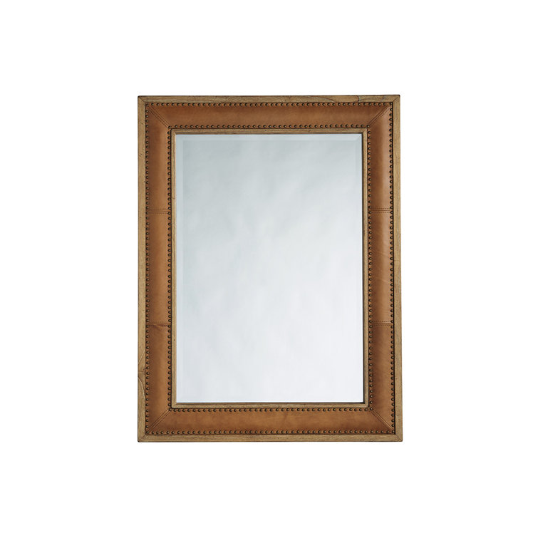 Los Altos Transitional 35"x46" Bronze Leather & Wood Mirror
