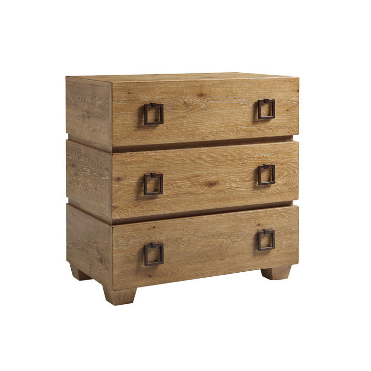 Transitional Hanbury 3-Drawer Nightstand in Warm Brown