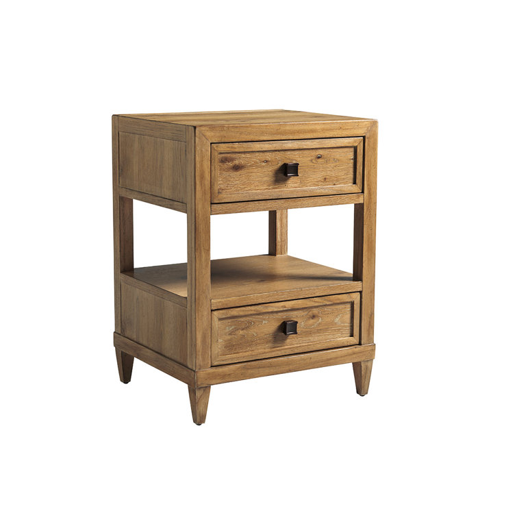 Brown Wood Transitional 2-Drawer Nightstand