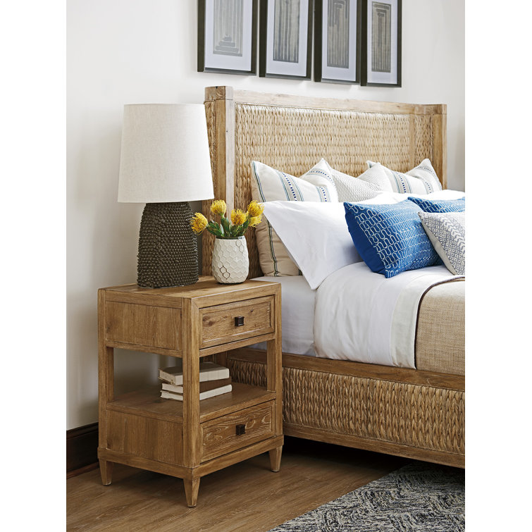 Brown Wood Transitional 2-Drawer Nightstand
