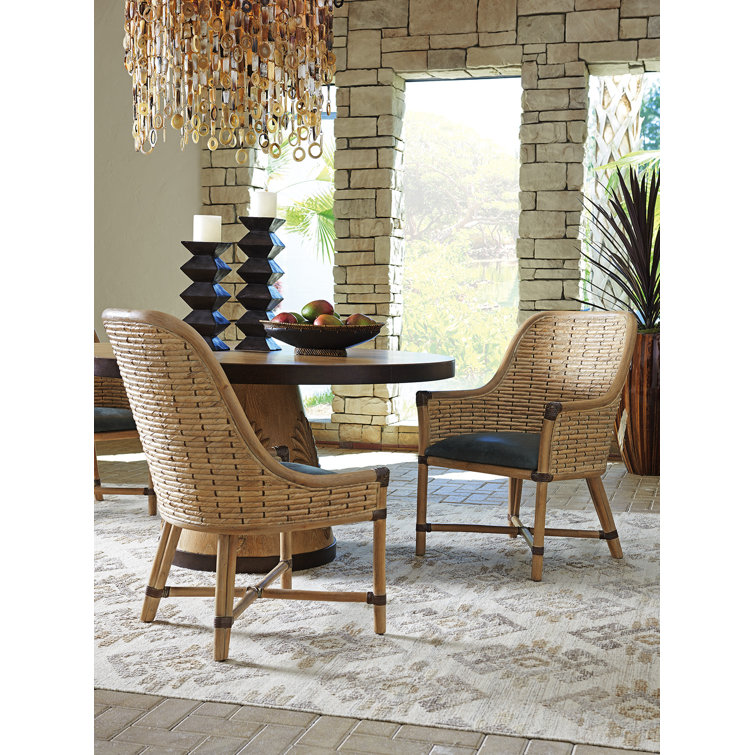 Acanthus Carved 60" Round Extendable Wood Dining Table in Brown
