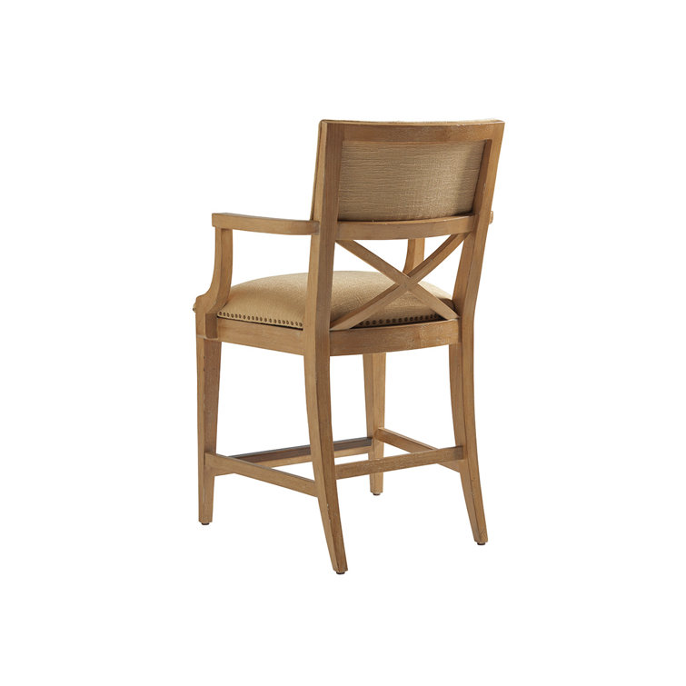 Golden Maize Upholstered Wood and Acrylic Counter Stool