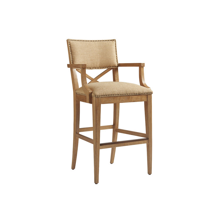 Sutherland Black Wood and Acrylic X-Back Bar Stool