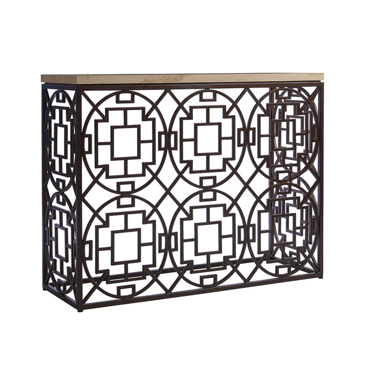 Los Altos Ackerman 45" Brown Metal and Stone Console Table