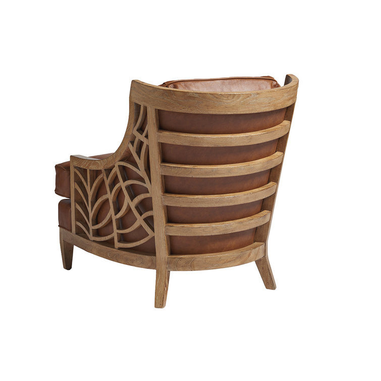 Marion Brown Leather and Wood Accent Chair