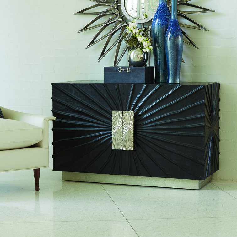 Black Pine Two-Door Cabinet with Adjustable Shelves