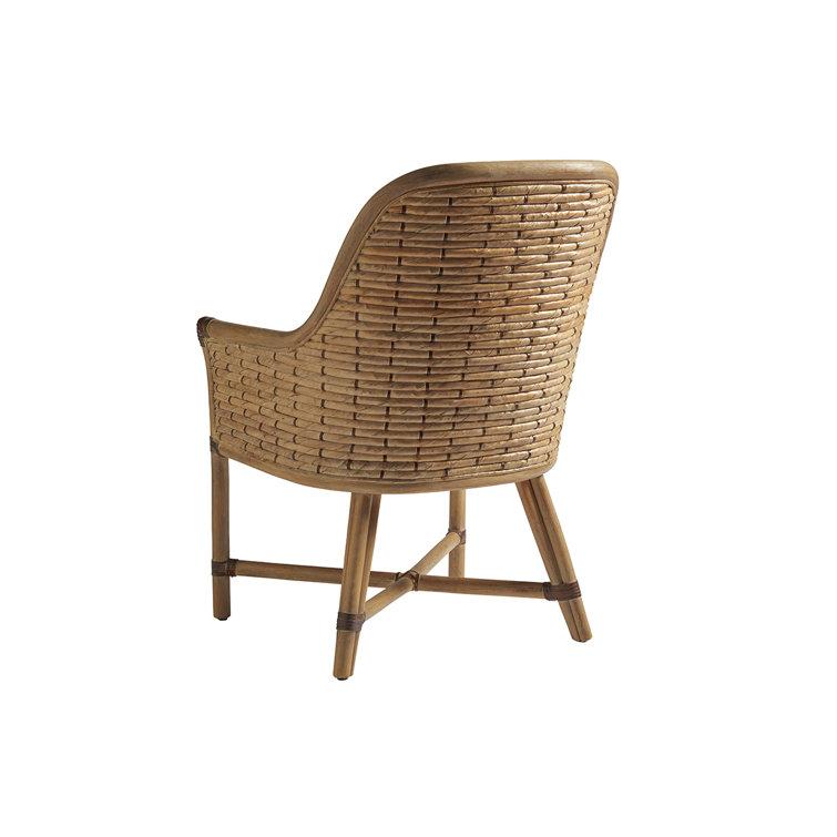 Natural Rattan Arm Chair with Striped Seat